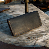 Handmade full-grain leather long wallet with card slots

EDC leather wallet handmade from premium USA leather

Steam and Stitch durable leather bifold wallet

Vertical leather wallet for everyday carry