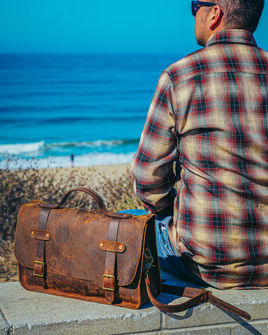 Leather messenger bag, handmade leather goods 